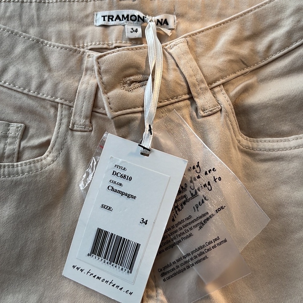 NWT Tramontana Champagne Slim Pants Luxe Long European Feel Chic Size 0–2/EU34 - Picture 3 of 12